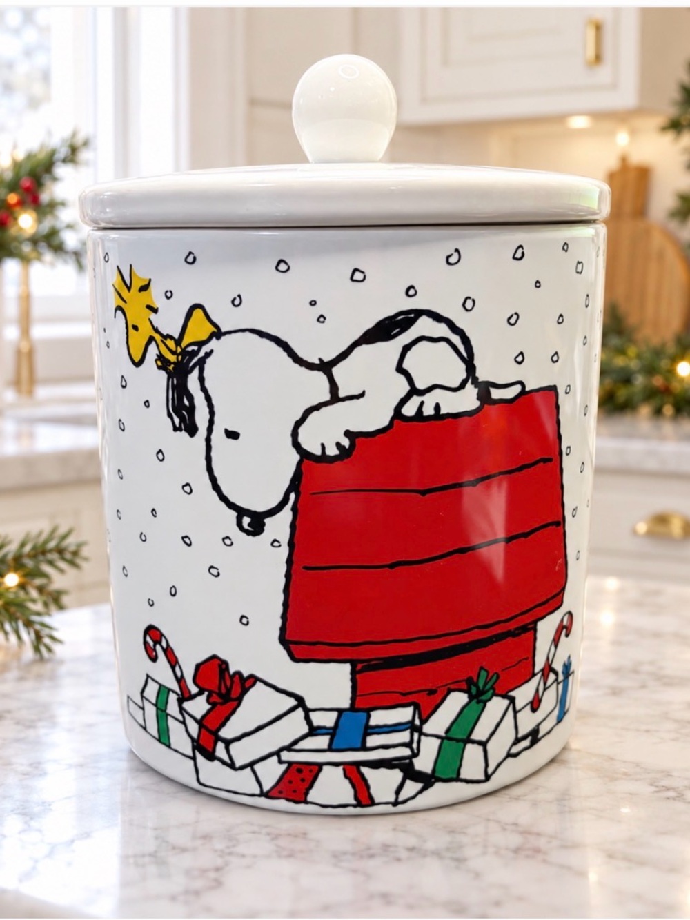 Peanuts Snoopy Woodstock Christmas Ceramic Cookie Jar 2023 Zrike